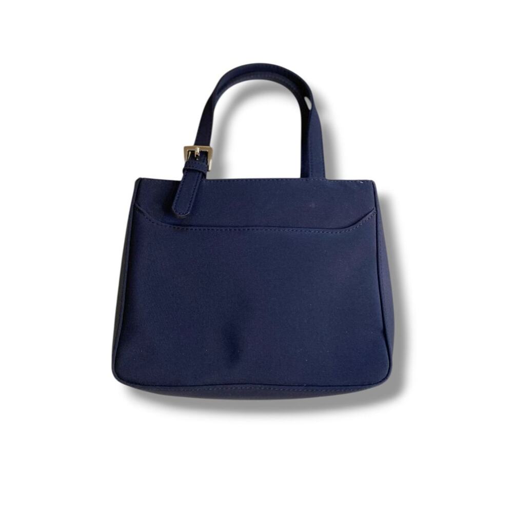Amanda Smith Navy Blue Mini Satchel Handbag Triple Compartment 6"h x 7.5"l